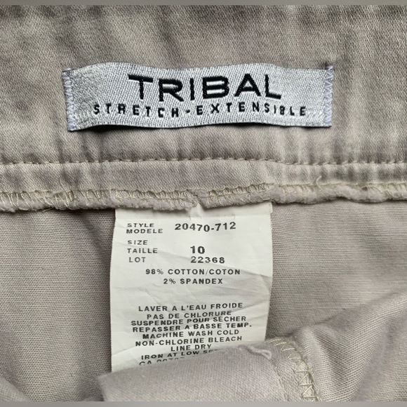 TRIBAL stretch tan skirt with front pockets, Nordstroms size 10. - Picture 3 of 7